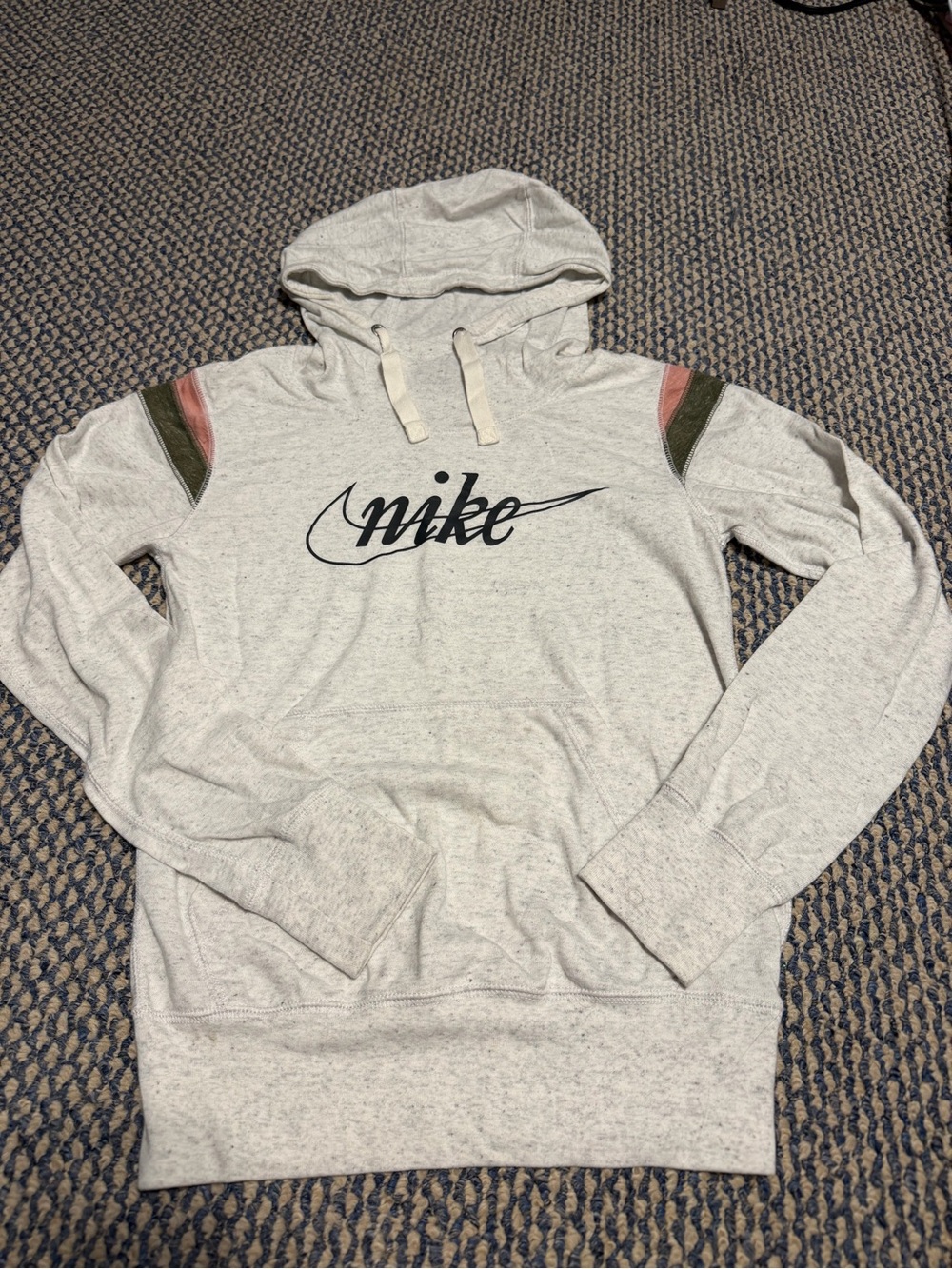 Nike Heather Light Gray Hoodie with Black Logo